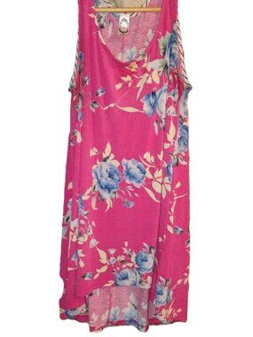 Honey me Pink Tank with Blue Floral Design